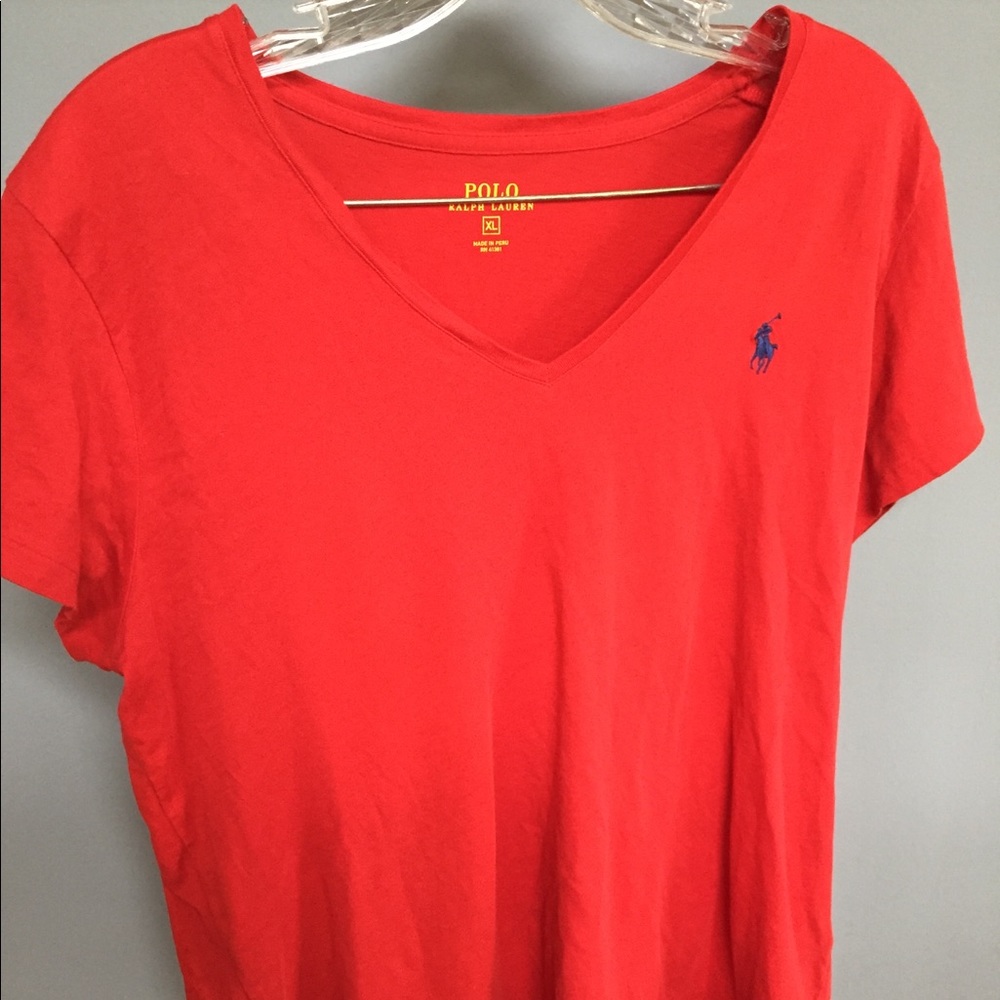Red polo Ralph Lauren v-neck